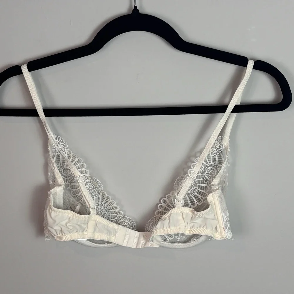 & Other Stories Women's White Lace Sheer Underwire Brakette Size 34 C Sexy EUC